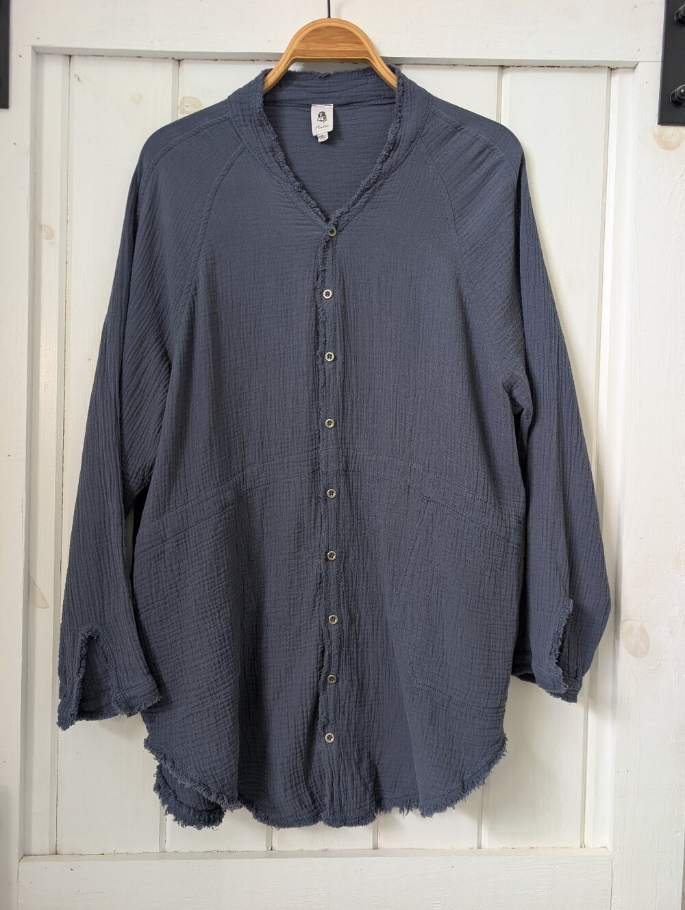 Flawless Cotton Gauze Raw Edge Tunic Top | Size M